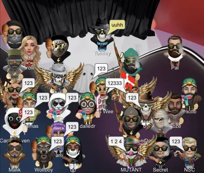 Mange avatarer samlet i Skyskrabers teatersal til et stort fælles event – dansk chatunivers med unikke rum og underholdning for alle